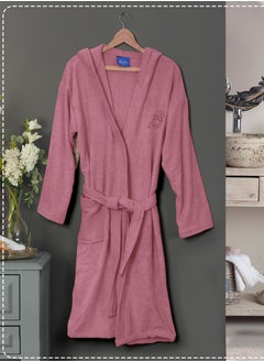 اشتري Cotton bathrobe with a pocket &head cap for unisex, 100% Egyptian cotton, ultra-soft, highly water-absorbent, color-fast and modern, ideal for daily use, resorts and spas 3XL في الامارات