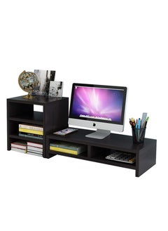 اشتري Wooden Desktop Storage Rack Computer Monitor Heighten Stand Keyboard Mouse Organizer Shelf for Office في السعودية