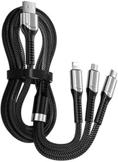 اشتري 3 in 1 200W USB Charger Cables Ultra-Fast Braided Nylon Charging Cable, Universal Multiple Ports Charging Cord with Type-C, Micro USB and IP Port for Cell Phones and More-1.3 M في مصر