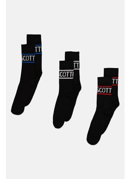 اشتري Men 3 Pair Brand Logo Socks, Black Combo في السعودية