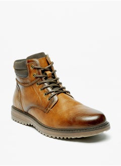 Buy Men Panelled Ankle Boots with Zip Closure in UAE