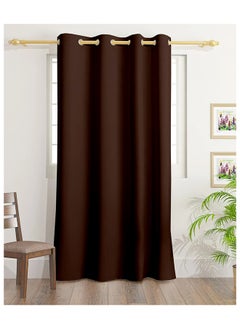 اشتري Solid Dyed Blackout Curtains With Groomets - Polyester-Single Window Curtain- Sound, Sunlight And Heat Insulation- 260X140Cm -  Chocolate في الامارات