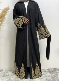 Buy Fashion Simple Cardigan Gown Abaya Black in Saudi Arabia