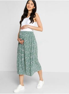 Buy Floral Print Button Detail Skirt in UAE