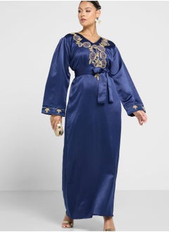 Buy V-Neck Embellished Jalabiya in UAE