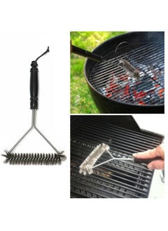 Buy 12 inch BBQ Brush Stainless Steel Wire Bristles Cleaning Brushes with Handle in UAE