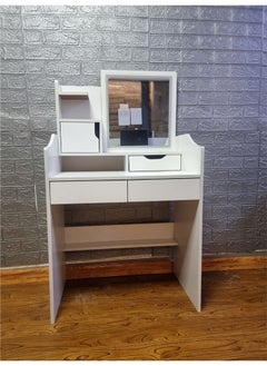 Buy Makeup Vanity Table Dressing Table Flip Mirror With Drawers in UAE