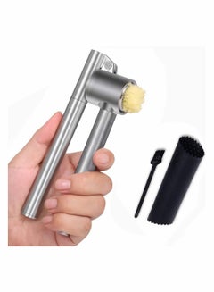 Buy Garlic Press Mincer, 304 Stainless Steel Crusher Peeler Set, Detachable, Heavy Duty, Rust Proof Mincer Design for Extracts More Paste Per Clove in UAE