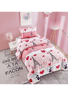 Buy 3 Piece Microfiber Compressed Kids Comforter Set 160X220cm Pink in Saudi Arabia