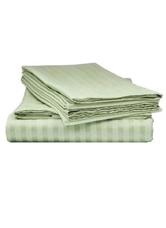 Buy Cotton Twin Striped Fitted Elastic Pack of 3 Bedsheet 120x200+15cm in UAE