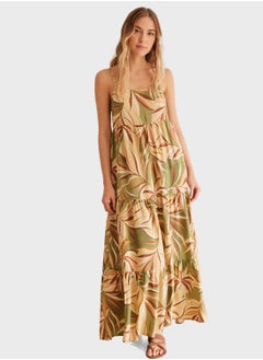 Buy Square Neck Tropical Print Dress in UAE