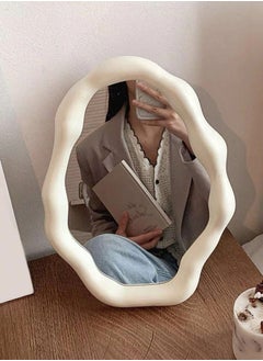 Buy Irregular Mirror,Cloud Makeup Mirror with Wall Hooks and Stand,Desktop Vanity Mirror for Bedroom, Living Room and Office in Saudi Arabia