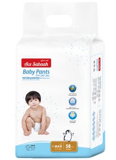 Buy Ace Sabaah Baby Diaper Pants, Size 4, Maxi 9-14kg, 58pcs in UAE