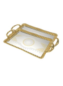 اشتري Rajin Iron Steel Serving Tray Set Silver/Gold في السعودية