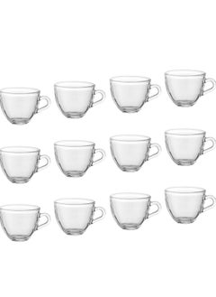 Buy A set of 12 clear glass cups for coffee and espresso, capacity 75 mm in Saudi Arabia