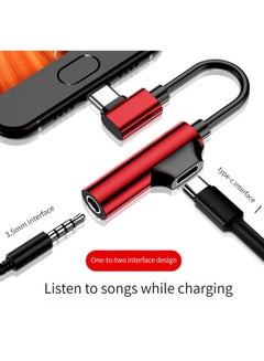 Buy M MIAOYAN headphone adapter cable TYPE-C to round earphone charging and listening to music two-in-one type-c mobile phone adapter suitable for Android phones (red) in Saudi Arabia