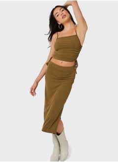 اشتري High Waist Ribbed Skirt في الامارات