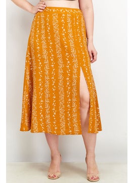 Buy Women Pull On Allover Printed Midi Skirt, Orange Combo in UAE