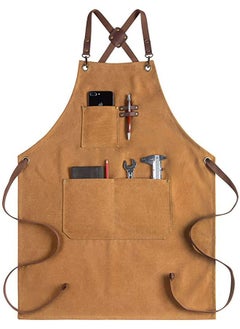 Buy Chef Apron for Men Women, Canvas Aprons with Pockets-Cross Back Kitchen Apron for Cooking Grilling Baking BBQ Barber in Saudi Arabia