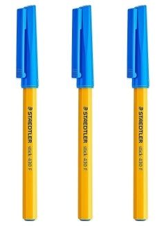 Buy Staedtler Fine 430F Stick Ballpoint Pens Writing Pen Smooth - Blue Ink - Pack Of 3 in Egypt