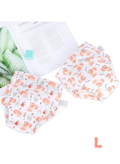Buy 2-Piece Cotton Training Pants for Baby, Size L, 6 Layers, Breathable and Washable Underwear with Lovely Fox Pattern for Toddler Potty Training, Orange in Saudi Arabia