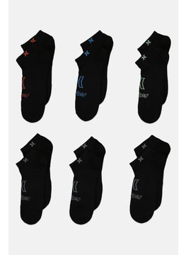 اشتري Men 6 Pairs Brand Logo Socks, Black في السعودية