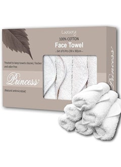 Buy Luxury Pack Of 6 Anti Microbial White Face Towels Size : 30 X 30Cm in Saudi Arabia