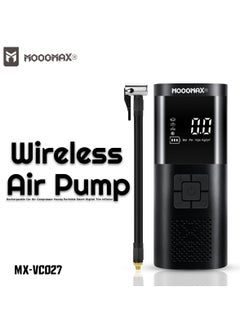 Buy MOOGMAX Wireless Air Pump Rechargeable Car Air Compressor Handy Portable Smart Digital Tire Inflator with LED Light MX-VC027 in Saudi Arabia