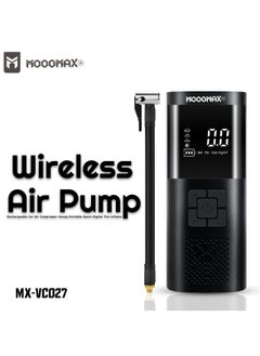 Buy MOOGMAX Wireless Air Pump Rechargeable Car Air Compressor Handy Portable Smart Digital Tire Inflator with LED Light MX-VC027 in Saudi Arabia