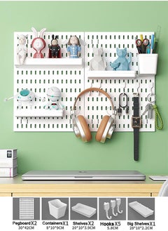 Buy Pegboard Wall Mount Display Pegboard Combination Kit for Living Room Gaming Room Pegboard Hanging for Wall Organizer Pegboard Holder for Organizing (White) in Saudi Arabia