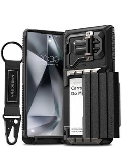 اشتري Damda Glide Ultimate for Samsung Galaxy S24 ULTRA Case Cover Wallet with Semi Automatic Credit Card Holder Slot [4 Cards] & Camera Lens Protector Kickstand - Black في الامارات