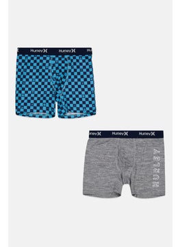 اشتري Kids Boy 2 Pcs Allover Print Boxer Briefs, Blue/Grey Combo في الامارات