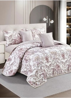 Buy Single Summer Bedding Set with compressed Insert-4 Pieces-Lorian-Ivory White-Dark Beige in Saudi Arabia