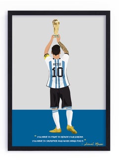 Buy Lionel Messi Argentina Football Gift Illustration Art Poster with Frame 30x40cm in UAE