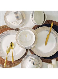 Buy Angelika 16-Piece New Bone China Golden Decal Dinner Set-Serve 4 in UAE