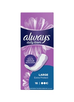 Buy Daily Liners Extra Protect Pantyliners, Large, 16 Count in UAE