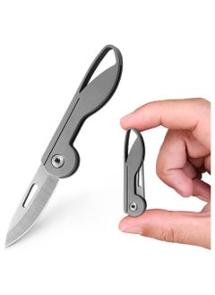 اشتري Titanium Alloy Small Keychain Knife, Mini Folding Pocket Knife, EDC Box Cutter, Gift for Women and Men (Titanium Alloy Handle / 5Cr13 Steel Blade) في الامارات