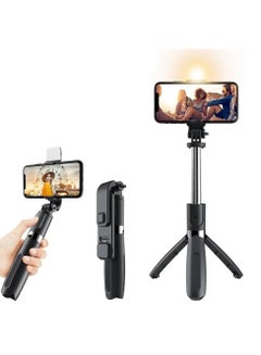 Buy Foldable Tripod Monopod Selfie Stick Blue tooth With Wireless Button Shutter Selfie Stick With LED For iOS Android in UAE