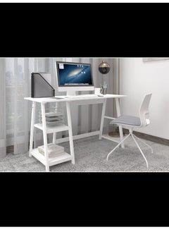 Buy Gaming Desk, Computer Desk, Modern Study Desk, Home Office, Computer Desk for Work, Writing, Study, Bedroom, Computer Desk for Executive Workspace, with SideStorage ShelvesWhite in Saudi Arabia