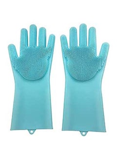 اشتري 1 Pair Magic Silicone Gloves With Wash Scrubber Reusable Brush Heat Resistant Gloves في مصر