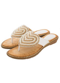 اشتري New Water Diamond Pearl Women's Shoes Love Clip Toe Slippers في الامارات