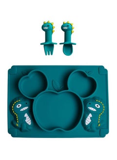 Buy 3-Piece Baby Multifunctional Silicone Plate and Spoon Set in UAE