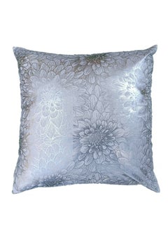 Buy Majestic Flower Foil Printed Filled Cushion 45x45 Cm Silver in UAE