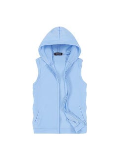 اشتري Sleeveless Hooded Sports Vest Men Spring Autumn CasualSky Blue Sky Blue في الامارات