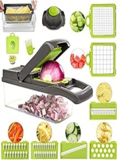 Buy Kitchen ideas Veggie slicer 16 pieces (Gray, 1) 16 pieces hand operated vegetable slicer, veggie chopper, food chopper, onion cutter. in Egypt