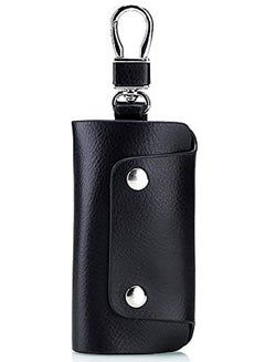 Men Genuine Leather Key Wallet Small Pouch Keychain Organizer Credit Card  Holder Cash Mens Purse Zipper Car Case WILLIAMPOLO (Black with Buckle)  price in UAE,  UAE