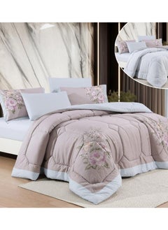 Buy Horse floral-print double-sided comforter set with soft and durable fabric 6 pieces king size in Saudi Arabia