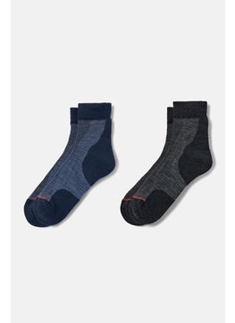 Buy Men 2 Pairs Heather Socks, Navy/Black in UAE