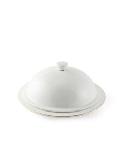 Buy Ivory Porcelain Flat Plate with Cover in UAE