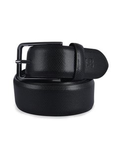 Buy Le Bond Men’s Full-grain Leather Formal Black Belt with Embossed Logo in UAE